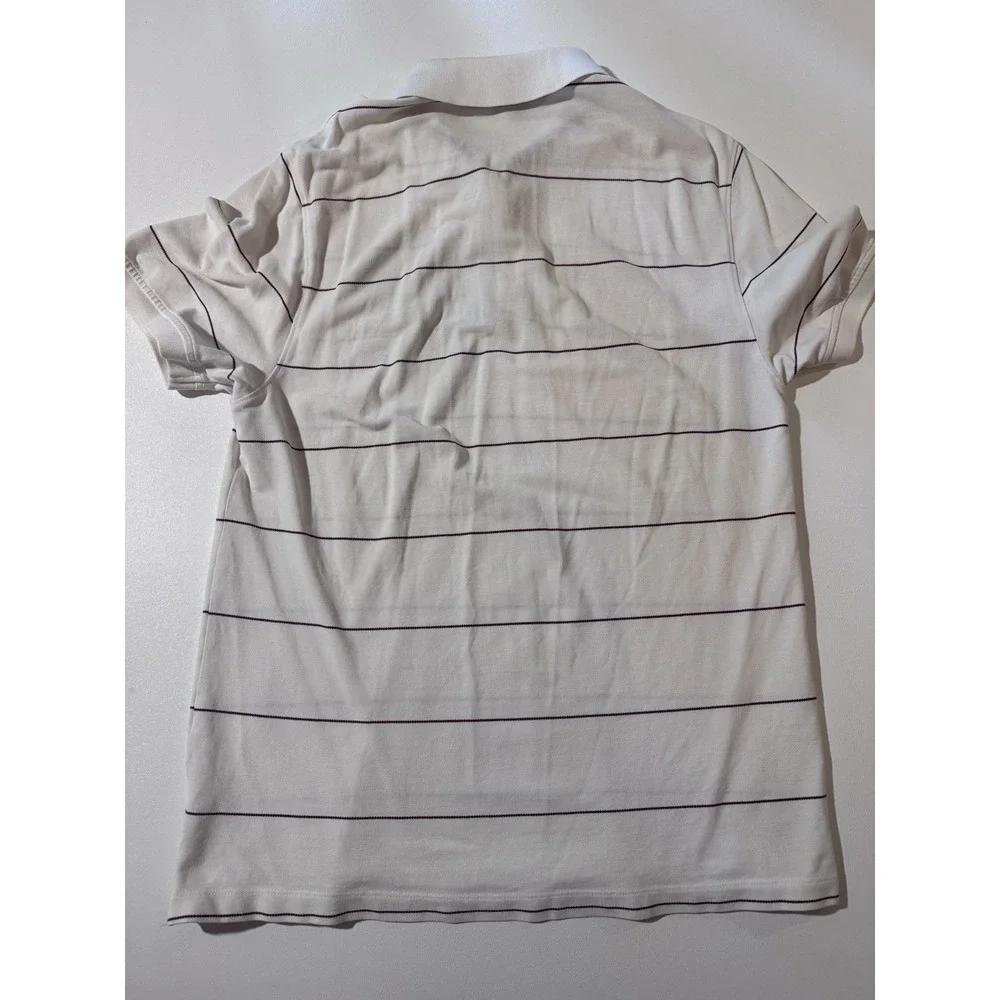 Banana Republic Striped Polo Mens Large White Red Cotton Short Sleeve Preppy